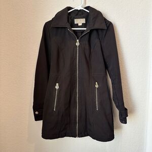 Michael Micheal Kors Black Soft Fleece Lined Full Zip Hood Winter Coat - Size XS